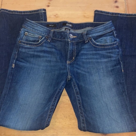 ANA bootcut JEANS blue button FLAP POCKET Stretch DISTRESSED 30 or 10 SHORT Exc - Picture 3 of 5